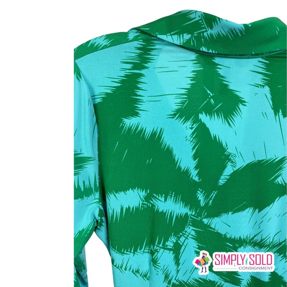 BCBGMAXAZRIA Women's A-Line Dress Long Sleeve Green Stretch Collared Wrap S - Picture 6 of 12